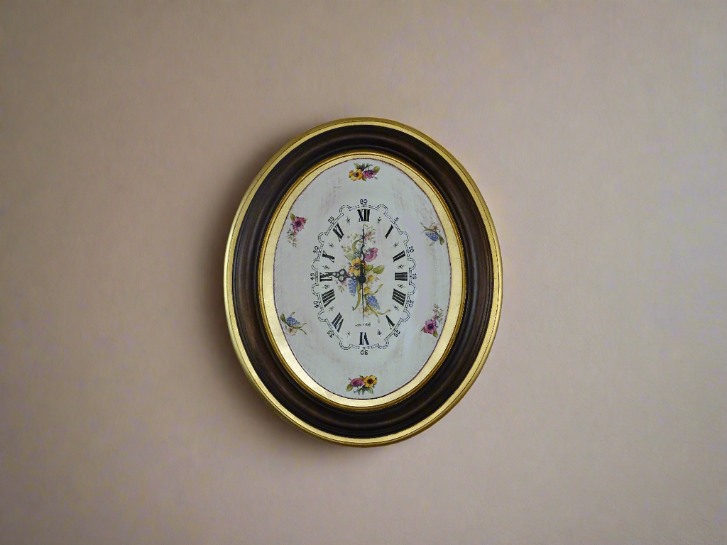 Italian Vanity Clock - Petit Point / Needlepoint Clock - Wind Up Clock