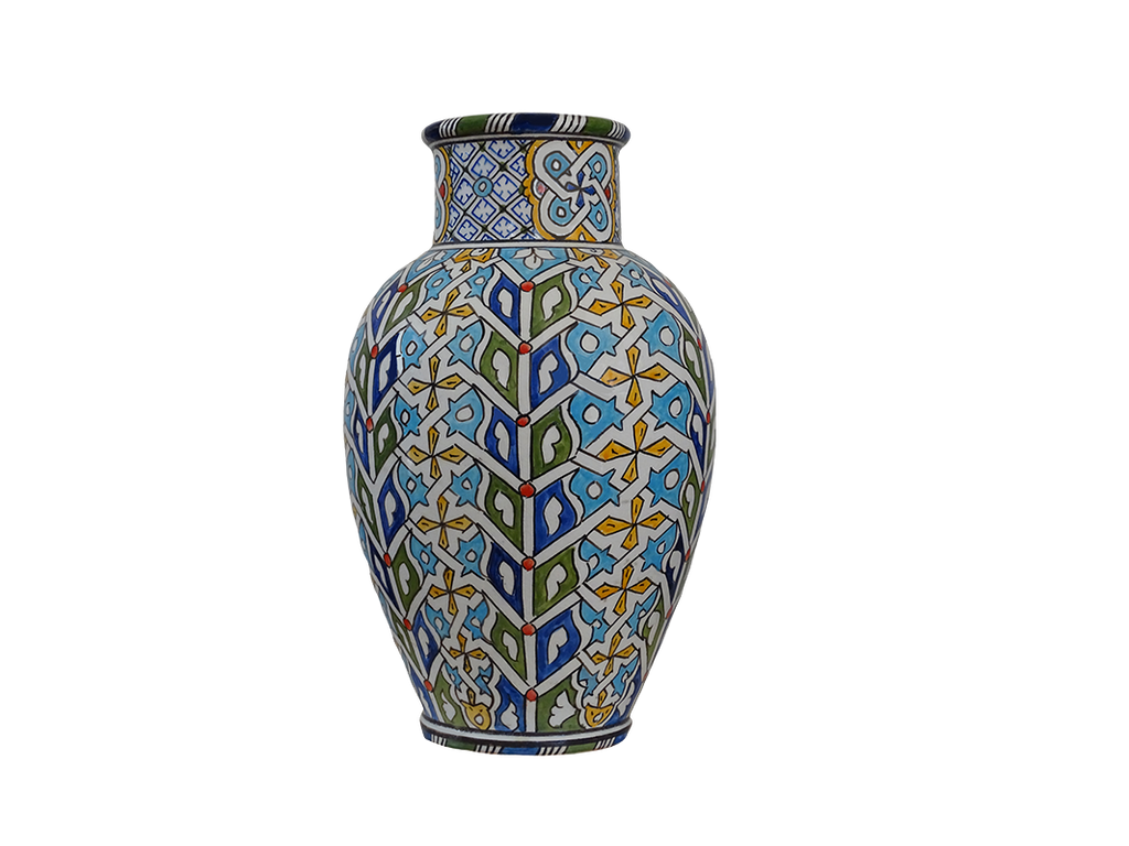Vintage Handmade Hand Painted Moroccan Ceramic Vase