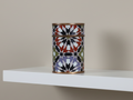 Decorative Cylindrical Tin with Geometric Pattern
