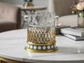 Decorative Glass Ice Bucket with Gold and Blue Base