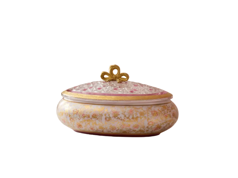 Decorative Glass Pot with Gold Floral Patterns