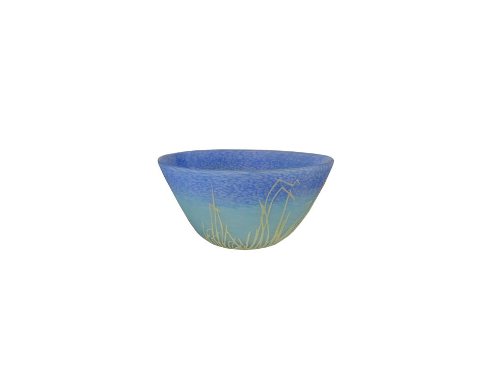 Blue Ceramic Bowl with a Textured Surface