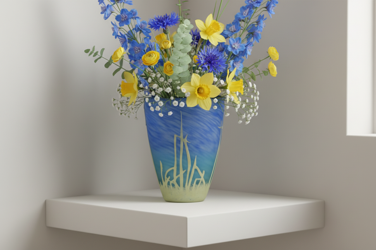 Blue and Green Glass Vase