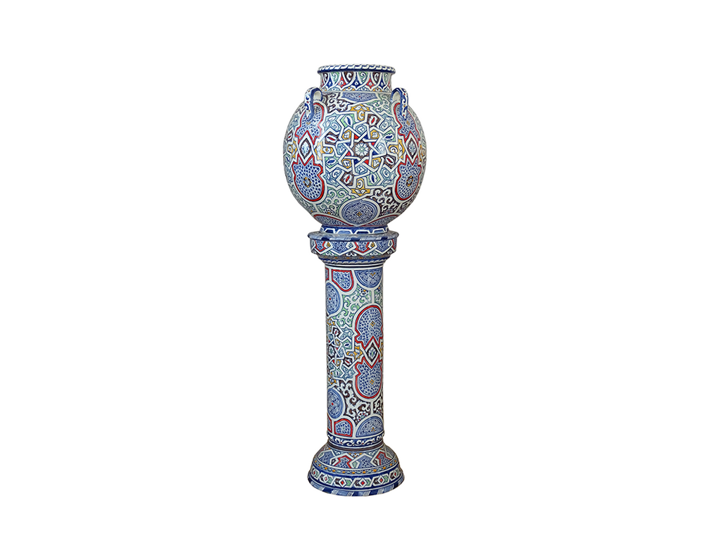 Moroccan Ceramic Vase from Fes, Handmade and Hand Painted