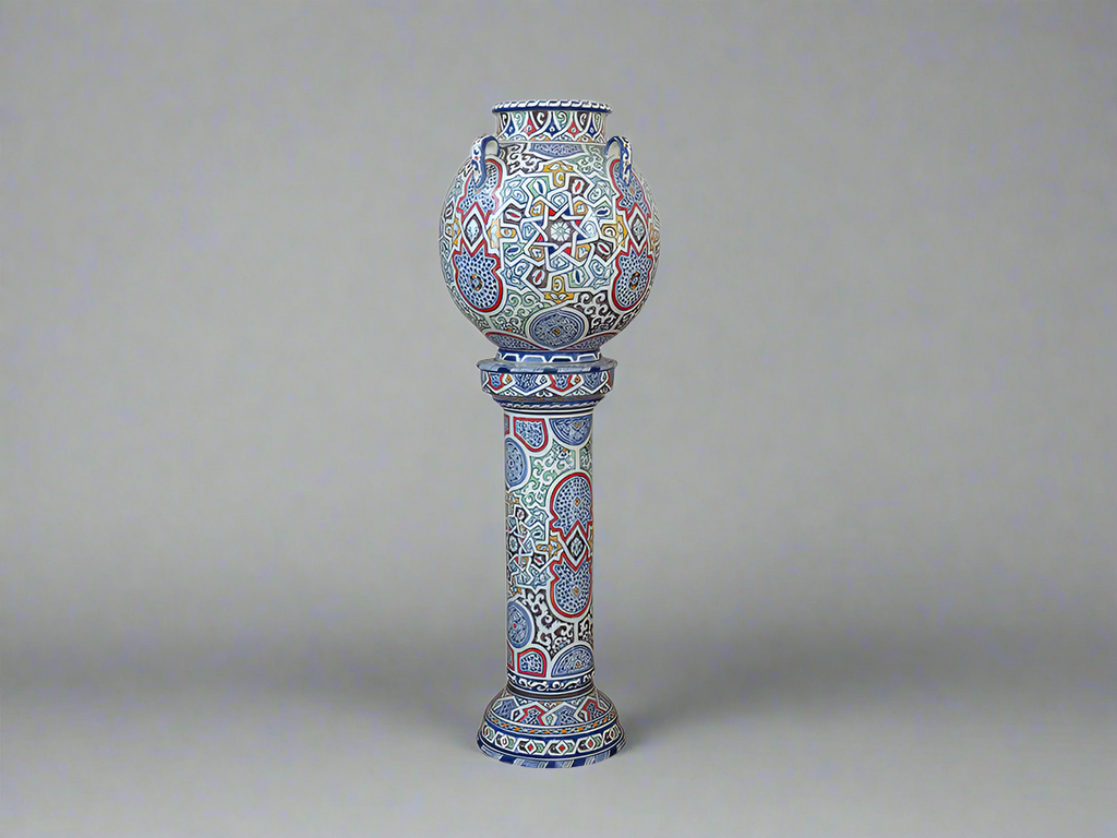 Moroccan Ceramic Vase from Fes, Handmade and Hand Painted