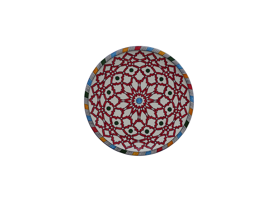 Decorative Ceramic Handmade Plate with a Geometric Pattern