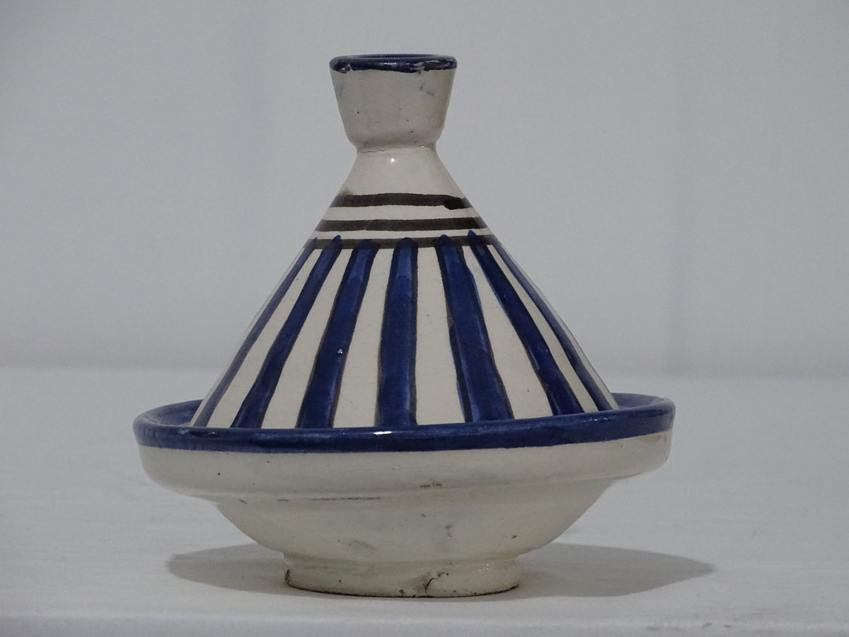 Moroccan Tagines Pots - Small - White and Blue Line