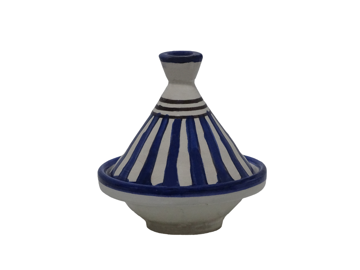 Moroccan Tagines Pots - Small - White and Blue Line