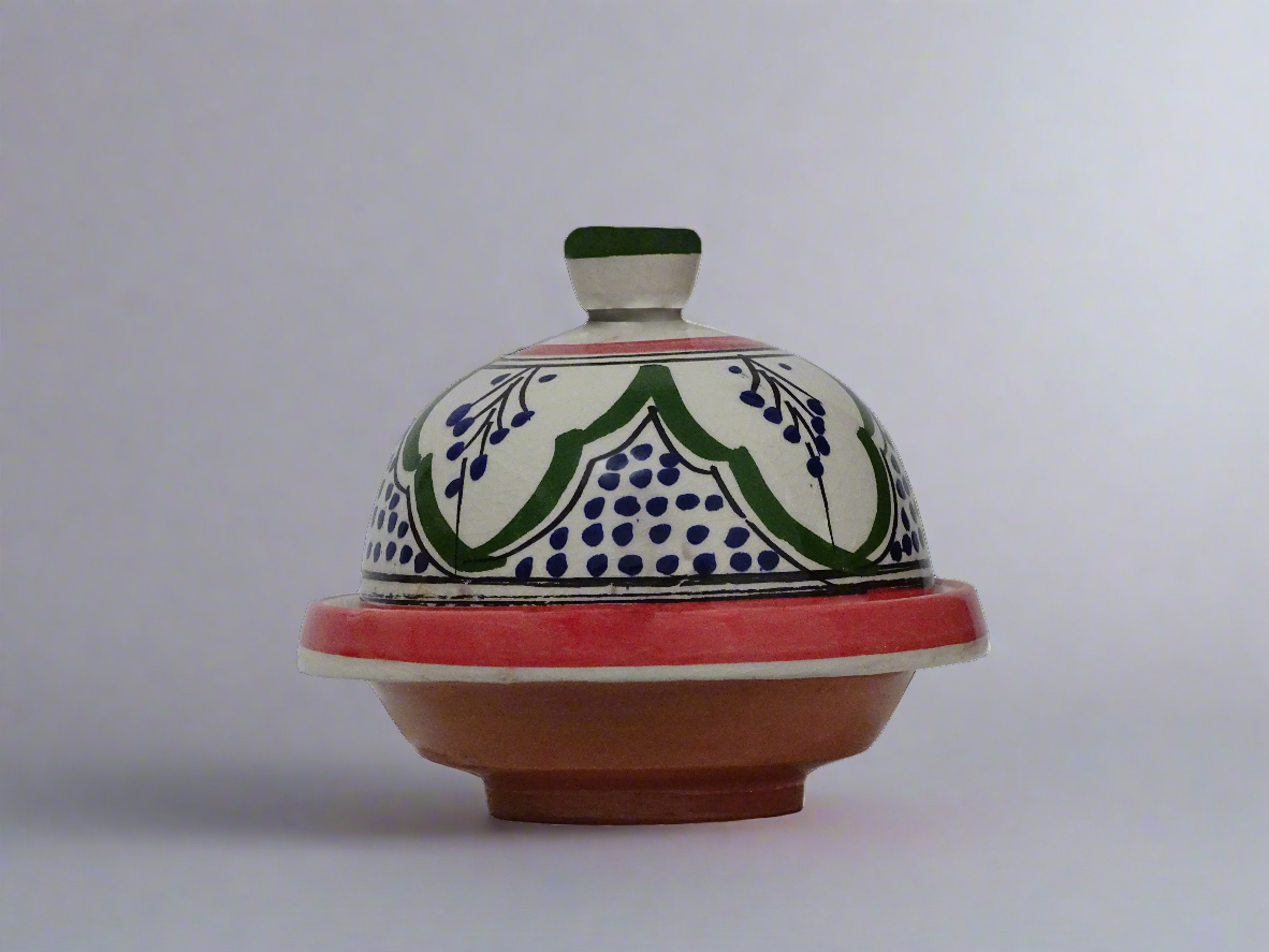 Handmade and Hand Green Painted Moroccan Tagine
