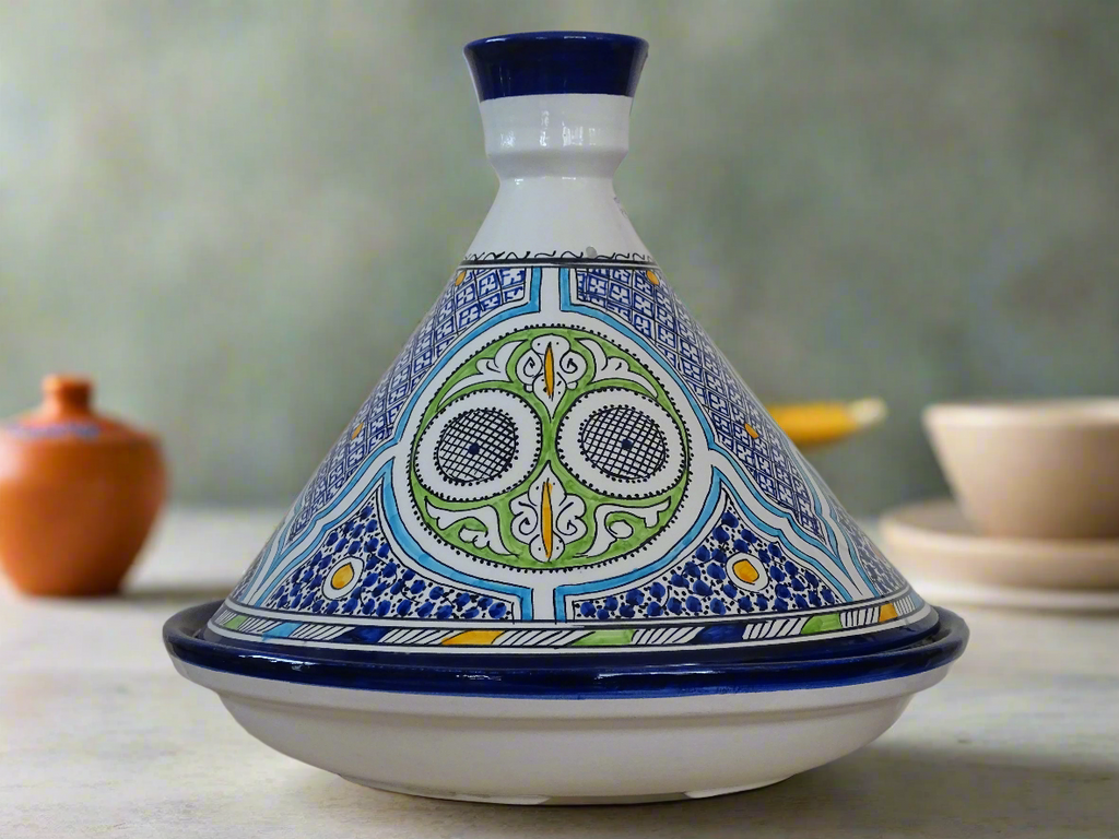 Moroccan Serving Traditional Pottery Hand Painted Tagine.