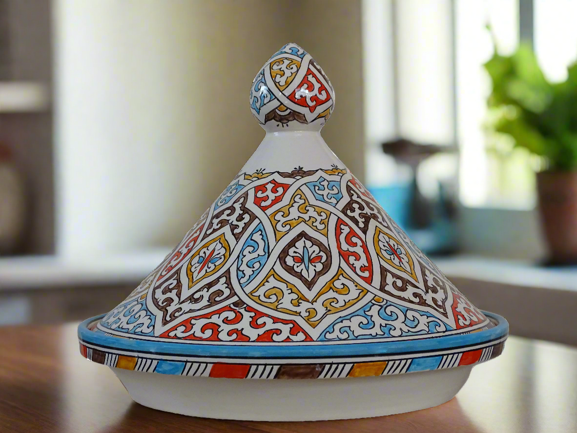 Hand-Painted Moroccan Tagine,  & Serving Pot, Handmade For Your Kitchen