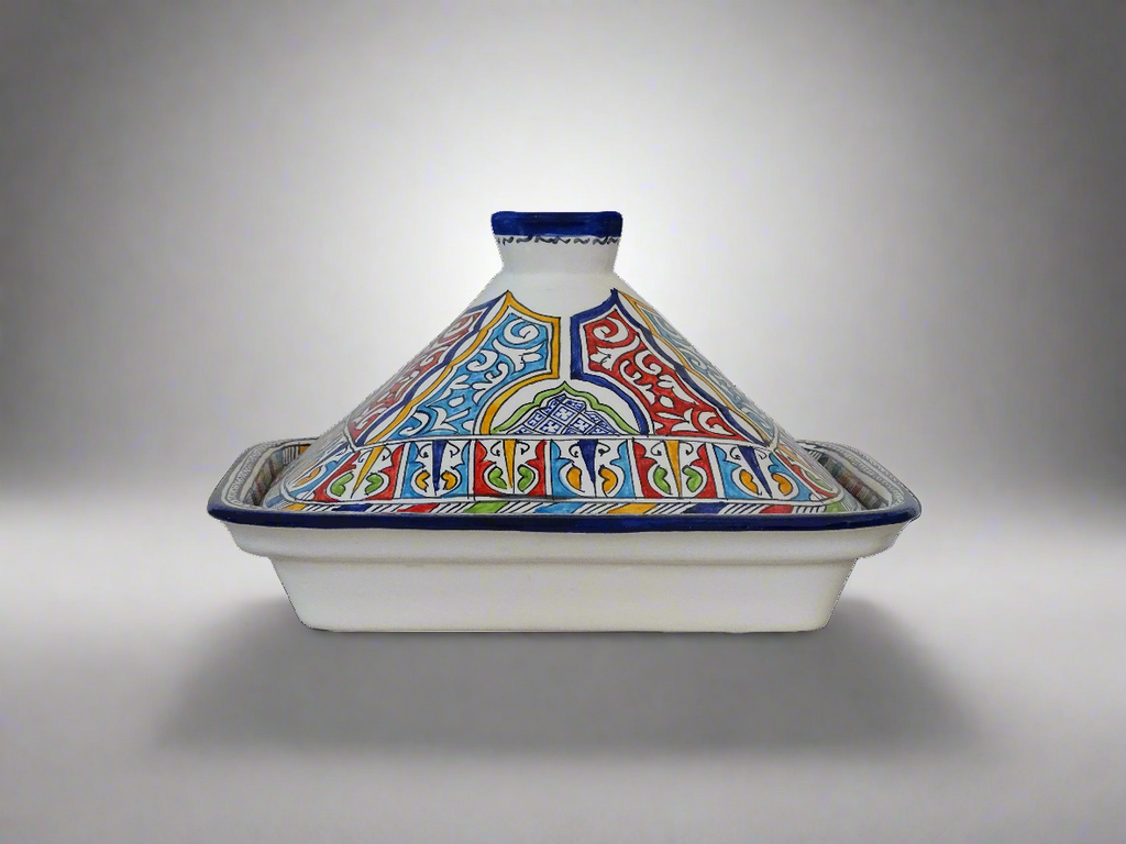 Traditional Moroccan Pottery Large Clay Pot for Serving with a Lid - Marrakesh Tagine