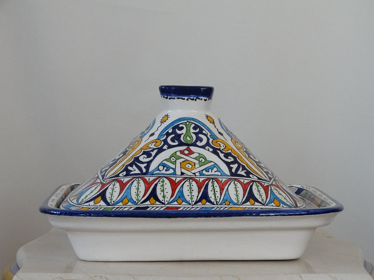Moroccan Pottery Large Clay Pot for Serving with a Lid Tajin