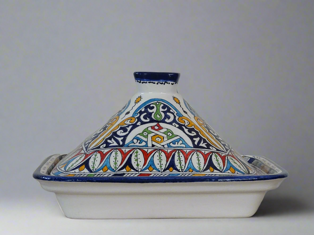 Moroccan Pottery Large Clay Pot for Serving with a Lid Tajin