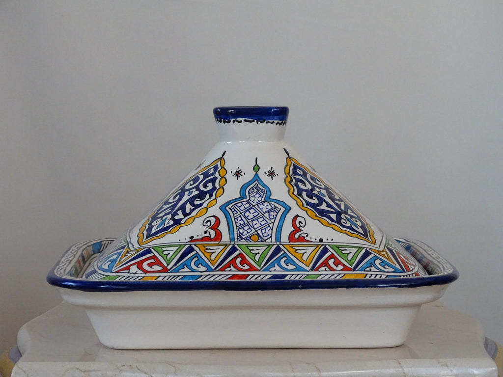 Moroccan Pottery's Large High Clay Made Tajine, Designed for Serving Tasty Meals