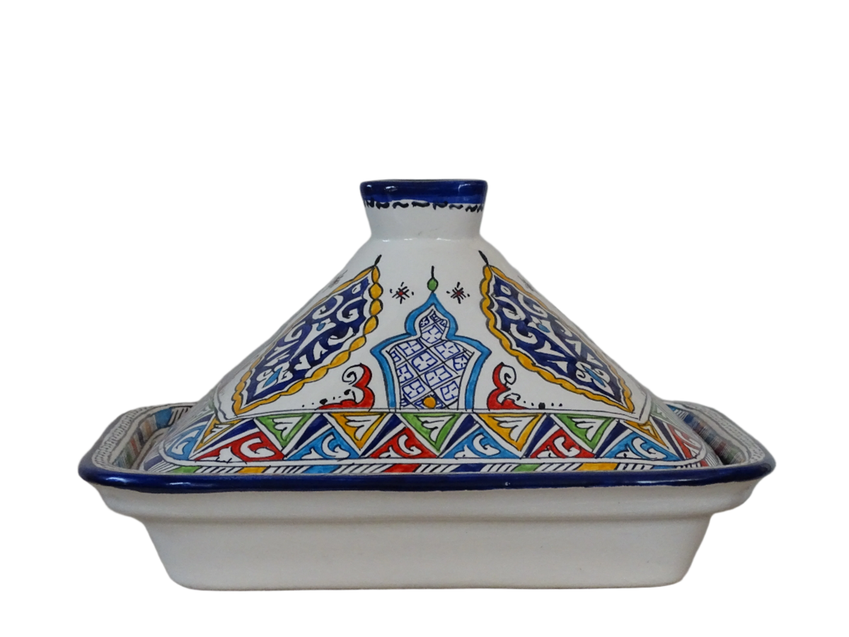Moroccan Pottery's Large High Clay Made Tajine, Designed for Serving Tasty Meals