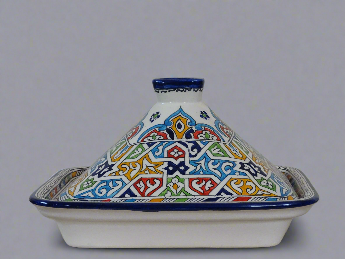 Moroccan Tagine, Hand-Painted and Designed for Serving