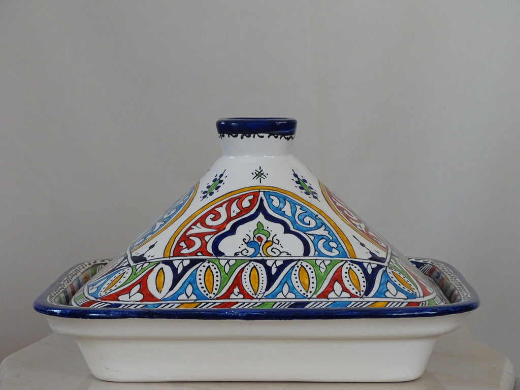 Moroccan Hand-Painted High Quality Clay Made Serving Tagine