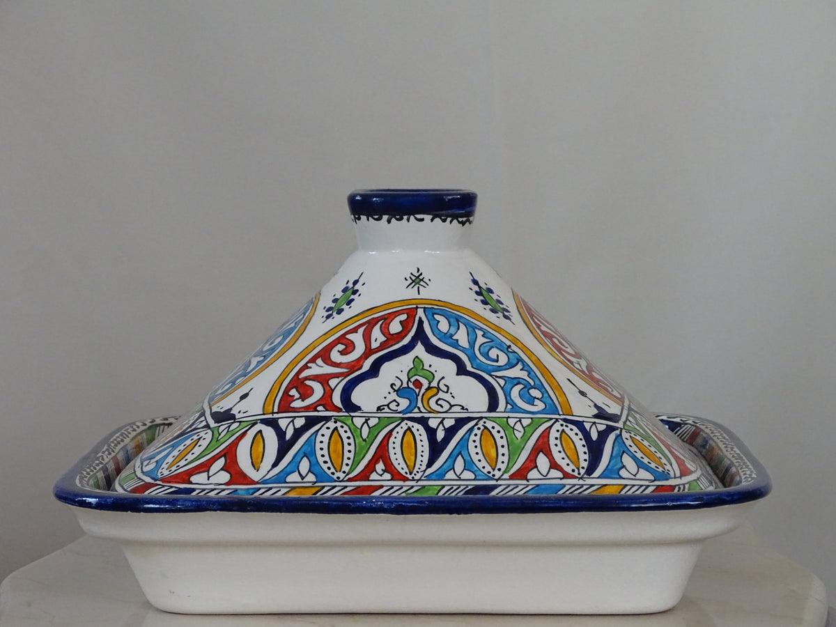 Moroccan Hand-Painted High Quality Clay Made Serving Tagine