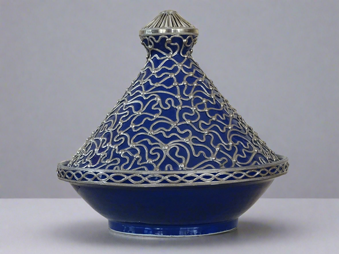 Tagine with Silver Covered Handmade Moroccan