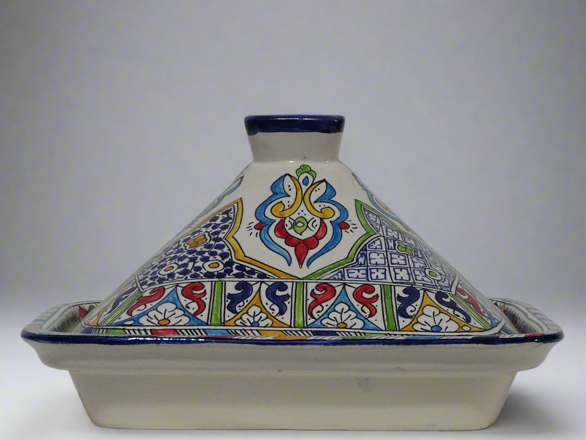 Moroccan Pottery Large Clay Pot for Serving with a Lid