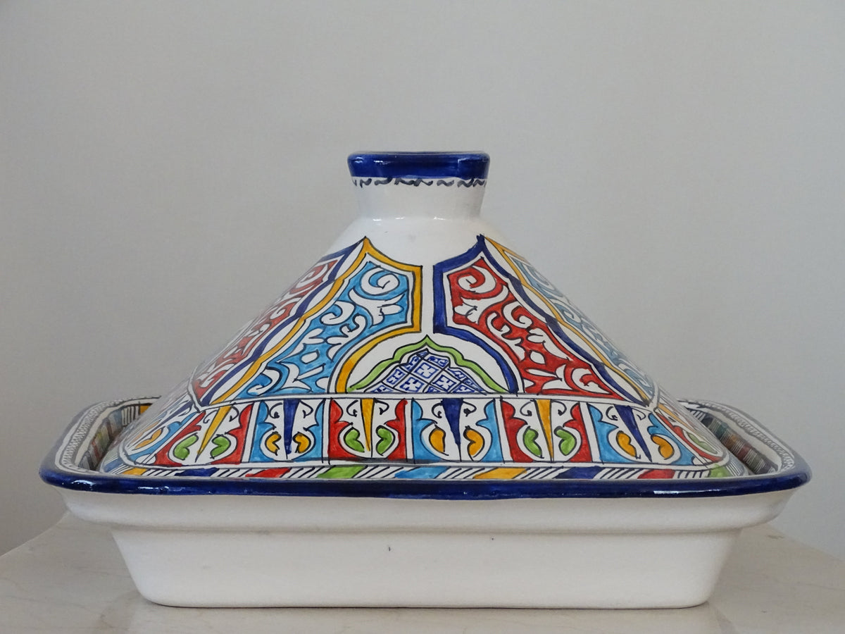Traditional Moroccan Pottery Large Clay Pot for Serving with a Lid - Marrakesh Tagine