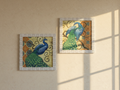 2 Pcs Majestic Blue Peacock Wall Frame Paint