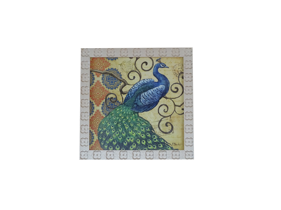 Majestic Blue Peacock Wall Frame Paint