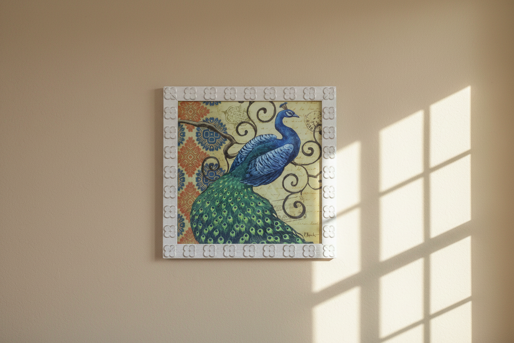 Majestic Blue Peacock Wall Frame Paint