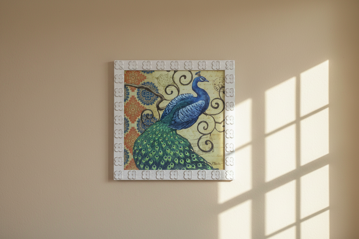 Majestic Blue Peacock Wall Frame Paint