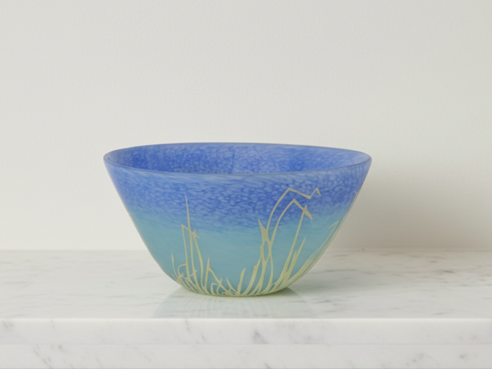 Blue Ceramic Bowl with a Textured Surface