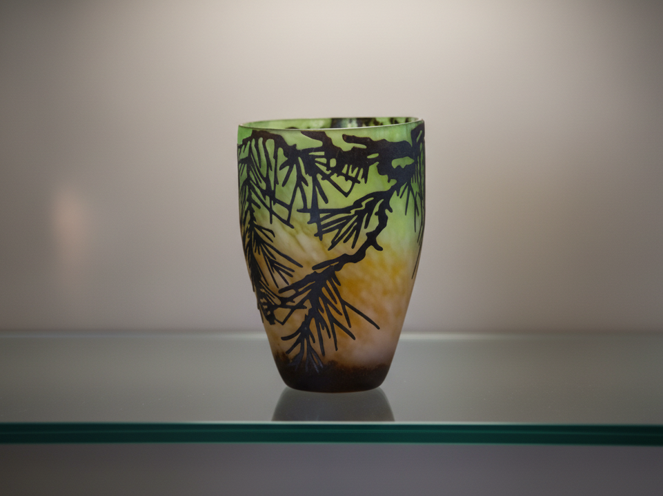 Decorative Glass Vase with Tree Design