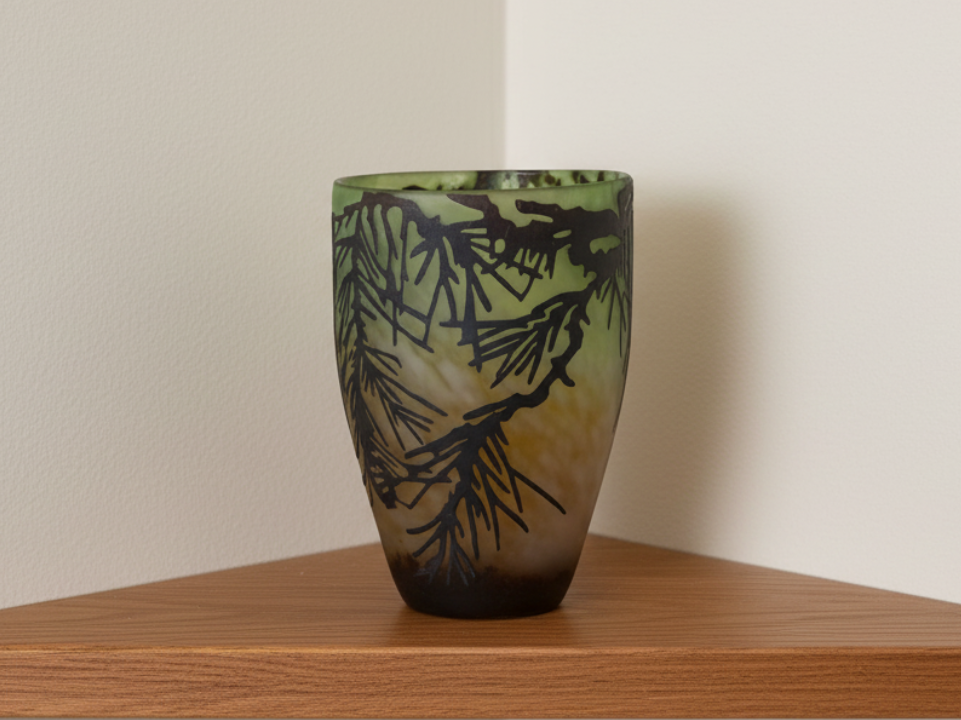 Decorative Glass Vase with Tree Design
