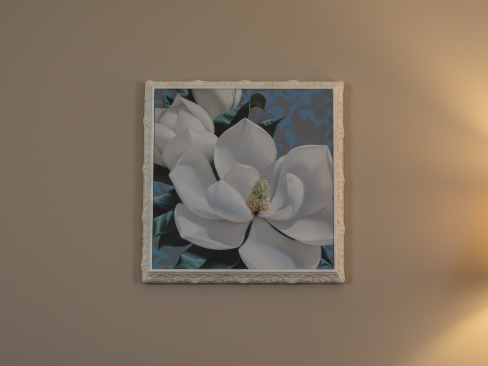 Floral-Patterned Frame with a White Flower Design