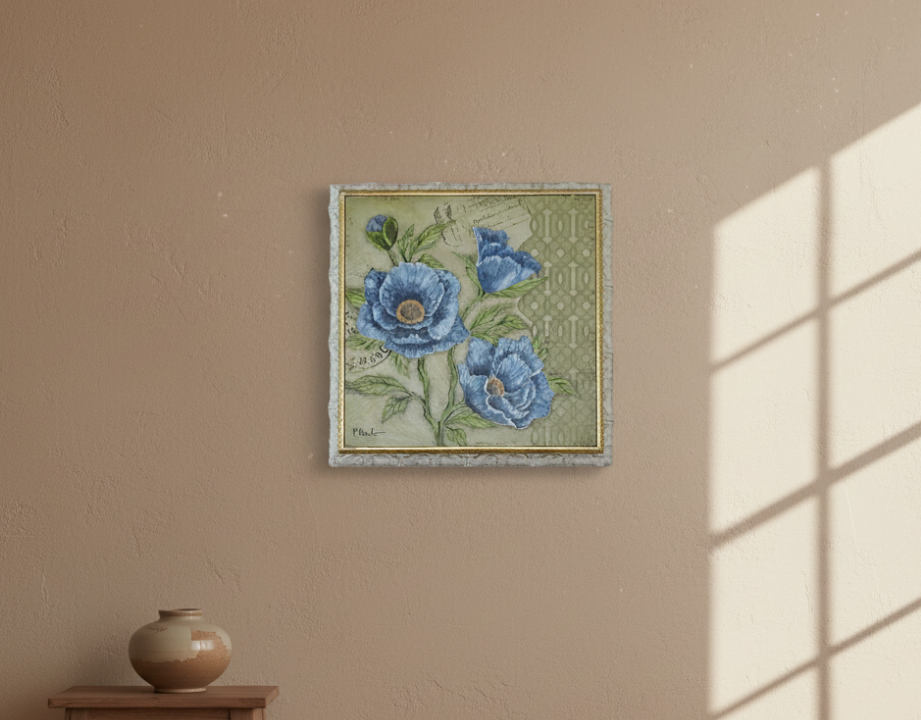 Hand Crafted Flower Frame Color Painted