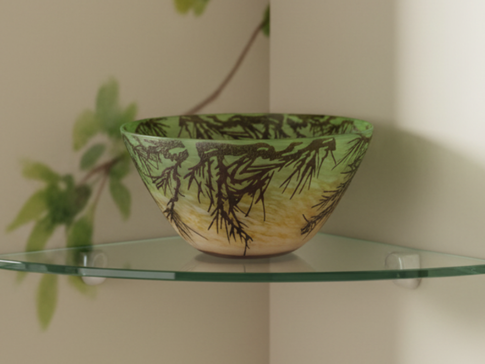 Glass Bowl with Nature-Themed Design
