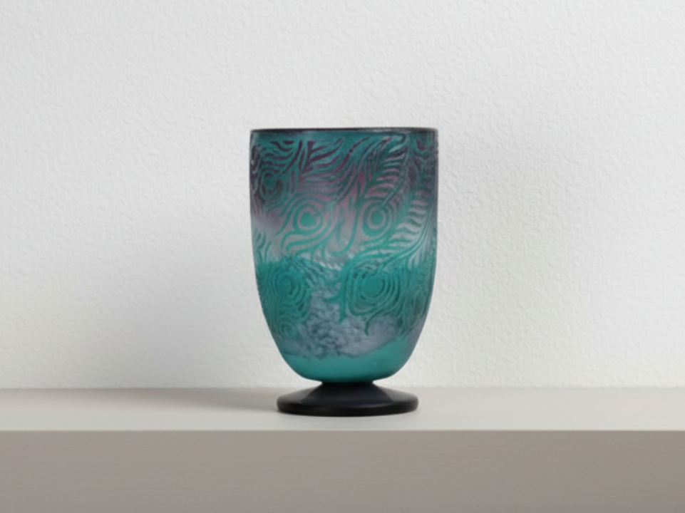 Decorative Glass Vase with Intricate Patterns