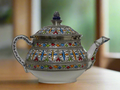Hand-Painted Teapot with Silver Metalwork