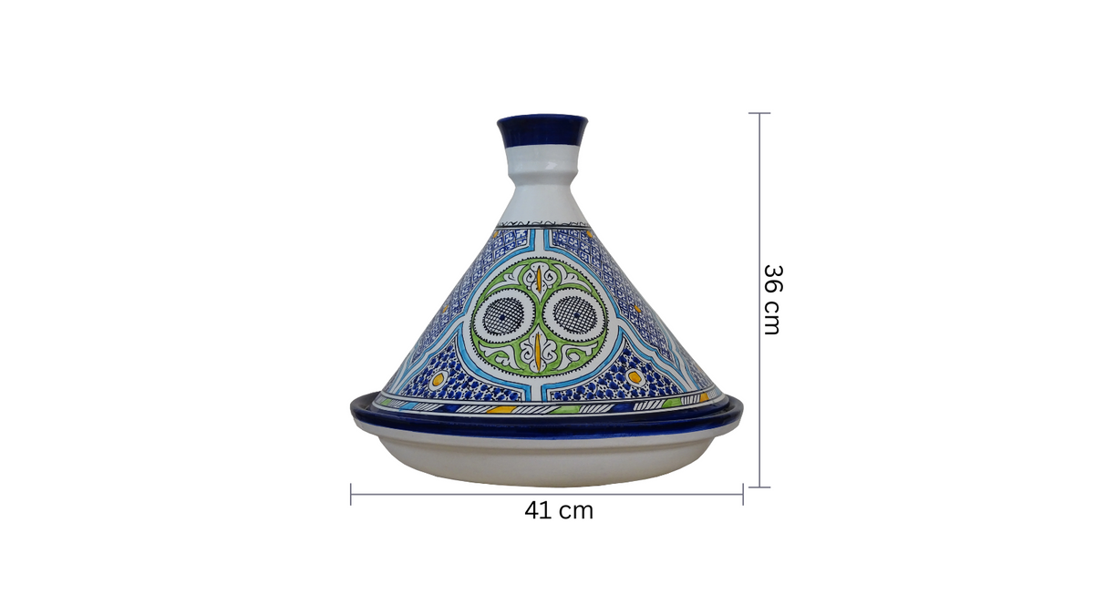 Moroccan Serving Traditional Pottery Hand Painted Tagine.