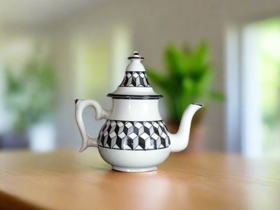 Moroccan Handmade Ceramic Teapot - Traditional Geometric Design