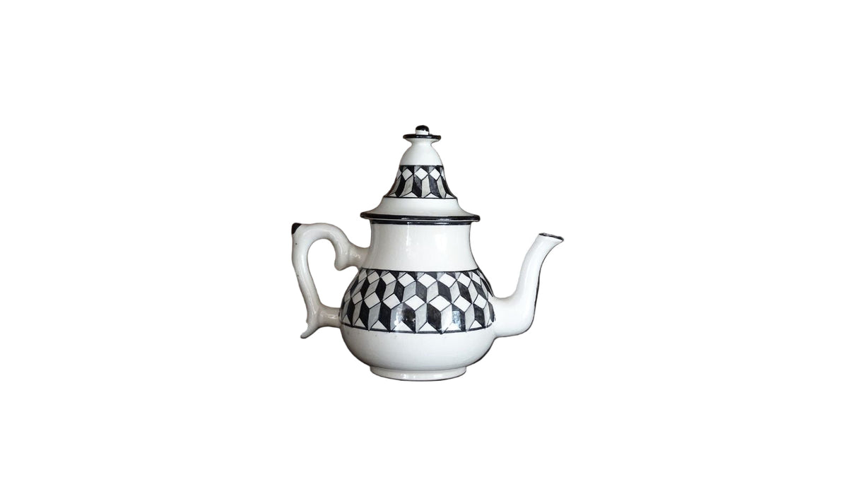 Moroccan Handmade Ceramic Teapot - Traditional Geometric Design