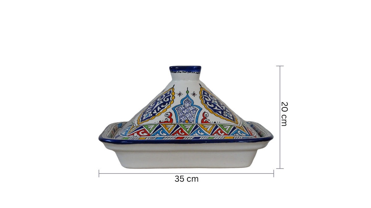 Moroccan Pottery's Large High Clay Made Tajine, Designed for Serving Tasty Meals