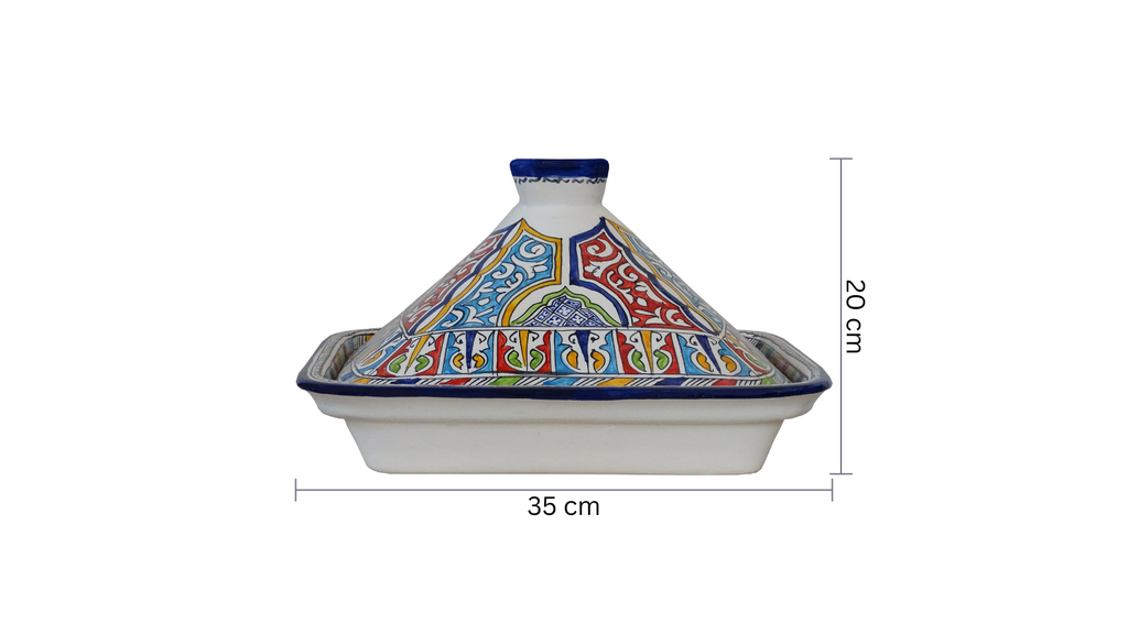 Traditional Moroccan Pottery Large Clay Pot for Serving with a Lid - Marrakesh Tagine
