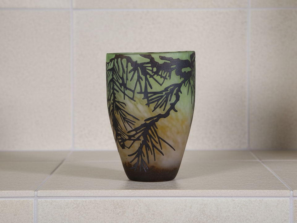 Decorative Glass Vase with Tree Design