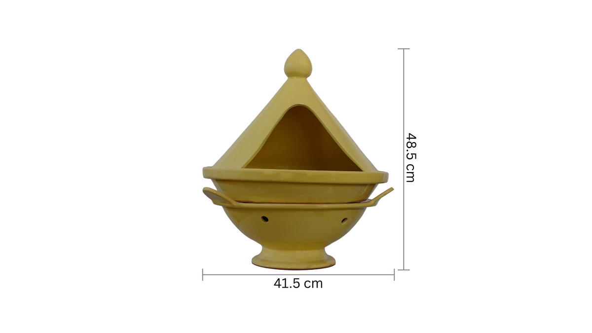 Yellow Pottery Tagine - Handmade and Hand Painted Tagine